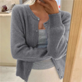 Miss | Vest Dames Ronde Hals Knoopsluiting Cropped Relaxed