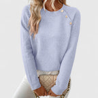 Miss | Trui Dames Ronde Hals Raglanmouw Parel Detail