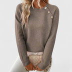 Miss | Trui Dames Ronde Hals Raglanmouw Parel Detail