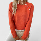 Miss | Trui Dames Ronde Hals Raglanmouw Parel Detail