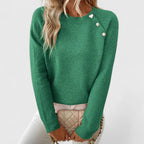 Miss | Trui Dames Ronde Hals Raglanmouw Parel Detail
