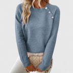 Miss | Trui Dames Ronde Hals Raglanmouw Parel Detail