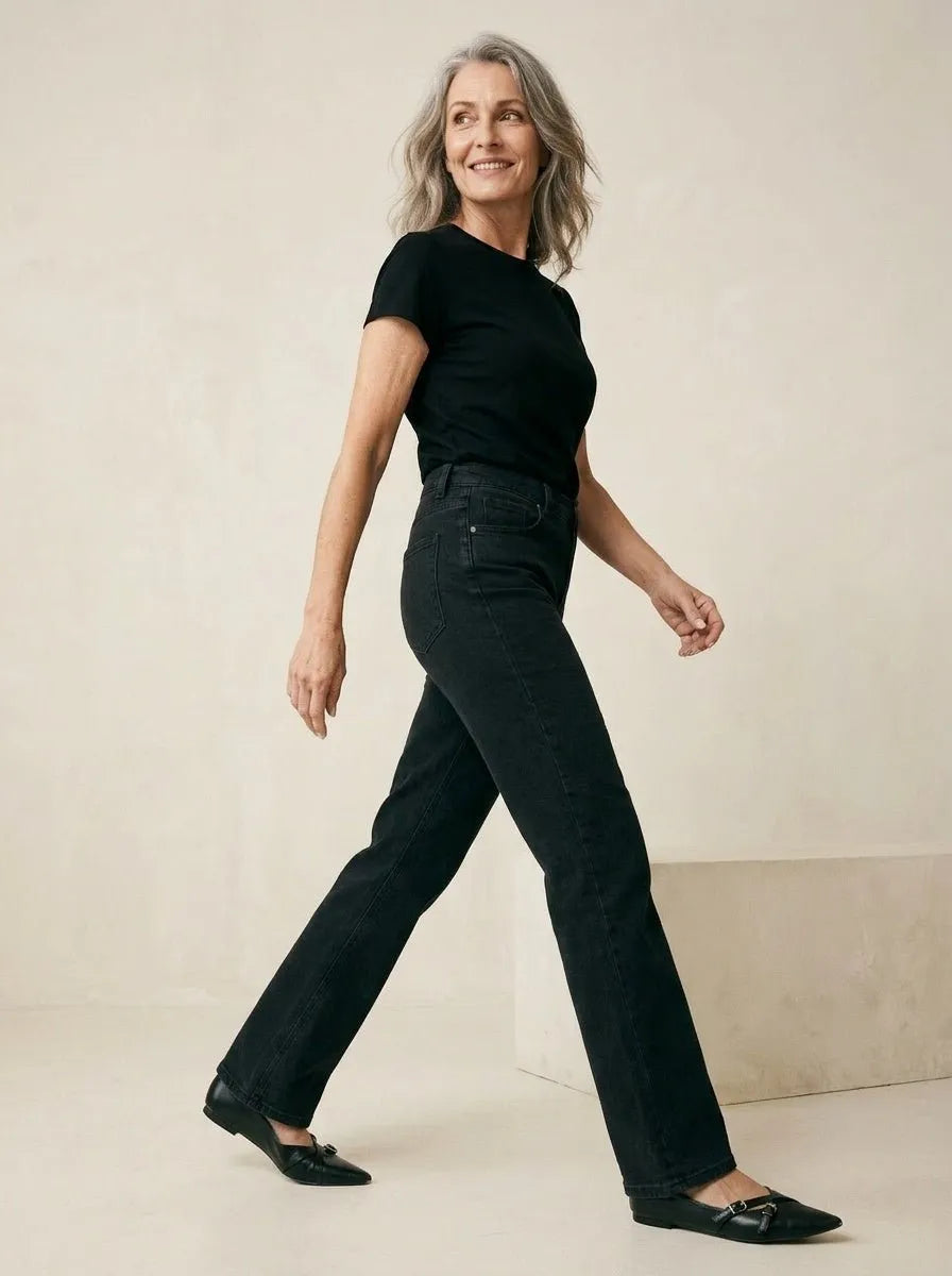 Straight leg jeans zwart met hoge taille - Miss Madera MIS-149301