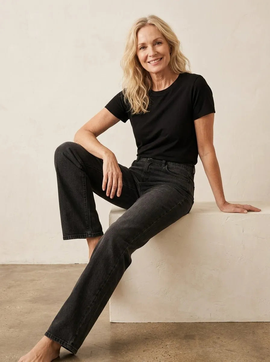 Straight leg jeans zwart met hoge taille - Miss Madera MIS-149301