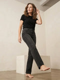 Straight leg jeans zwart met hoge taille - Miss Madera MIS-149301