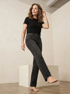 Straight leg jeans zwart met hoge taille - Miss Madera MIS-149301
