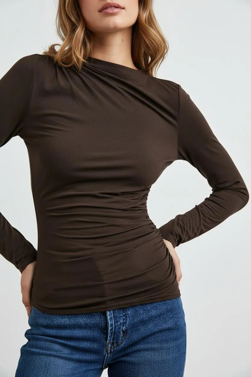 Stretchjersey Top Dames | Lange Mouwen Aansluitend - Miss Madera MIS-HPBPMQ
