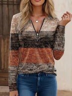 Miss | Top Dames Gestreept Lange Mouw Quarter-Zip Heuplang