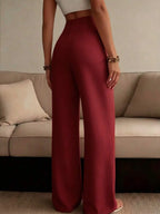 Miss | Broek Dames Hoge Taille Wijde Pijp Geplooide Voorkant