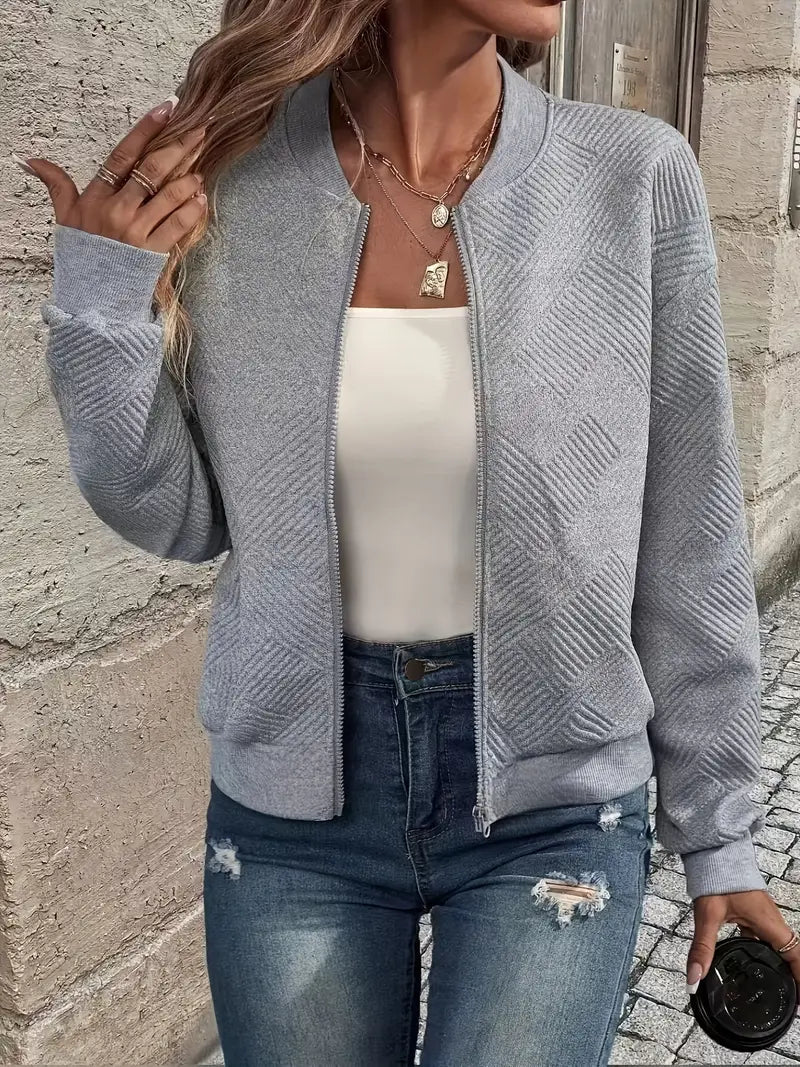Miss | Vest Dames Cropped Diamantstructuur Rits - Gebreid