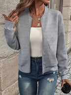 Miss | Vest Dames Cropped Diamantstructuur Rits - Gebreid