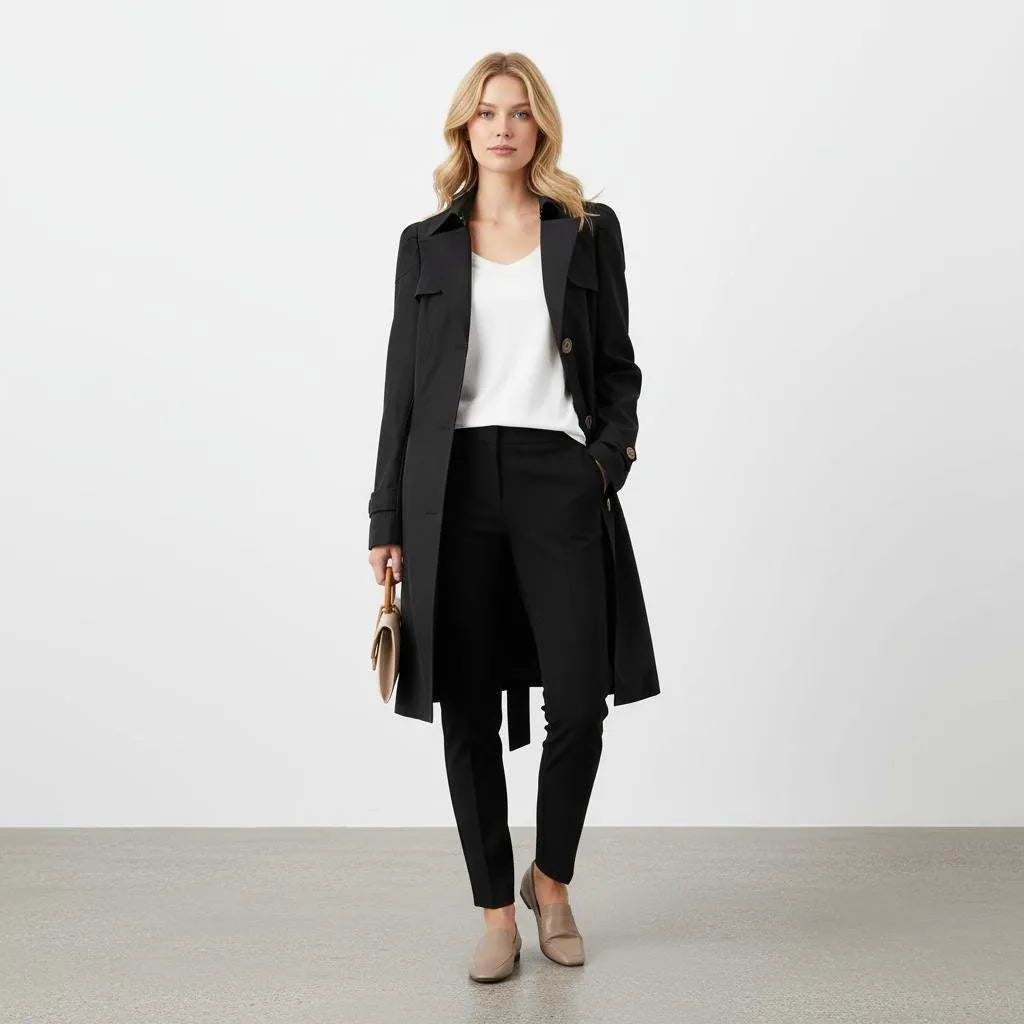 Trenchcoat Dames | A-lijn Pofschouders Katoenmix - Miss Madera MIS-VWXUIF