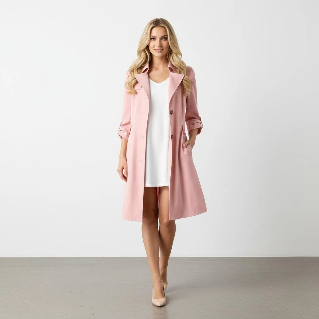 Trenchcoat Dames | A-lijn Pofschouders Katoenmix - Miss Madera MIS-BFYDS7