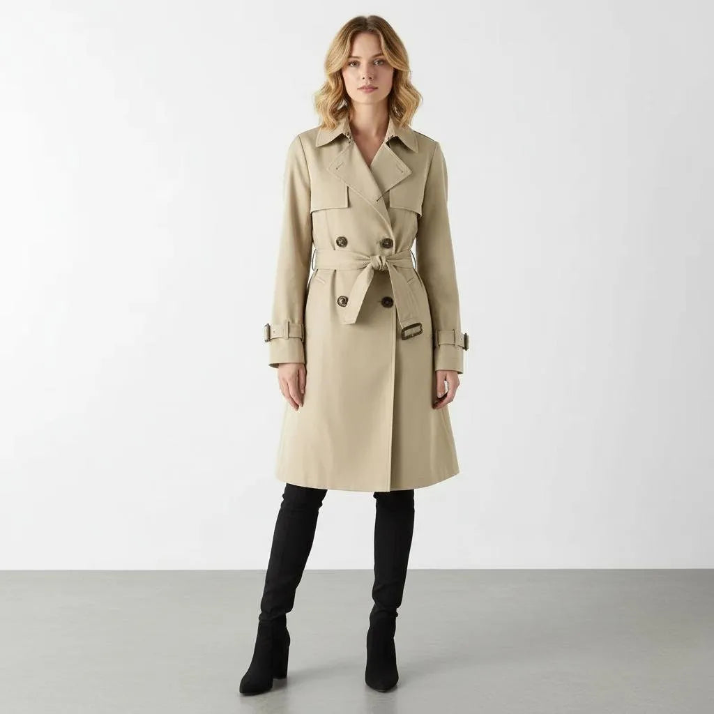 Trenchcoat Dames | A-lijn Pofschouders Katoenmix - Miss Madera MIS-KOHI9S