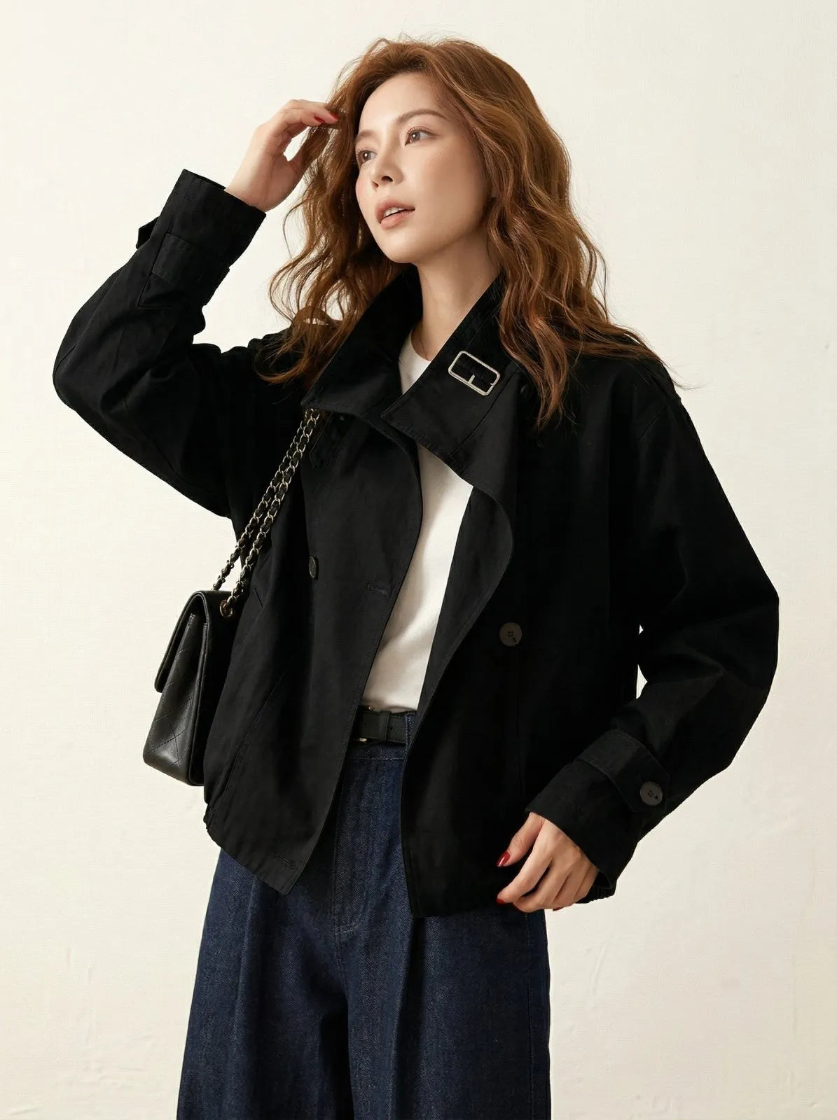 Trenchcoat met hoge kraag en gesp - Miss Madera MIS-F6E84B