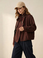 Trenchcoat met hoge kraag en gesp - Miss Madera MIS-BEBA56
