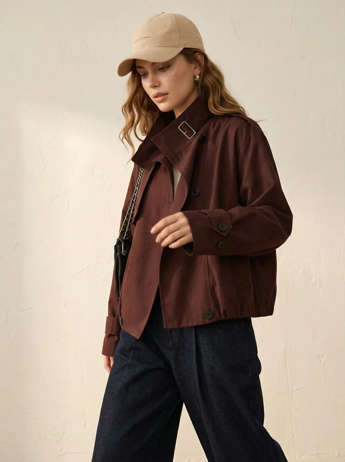 Trenchcoat met hoge kraag en gesp - Miss Madera MIS-BEBA56