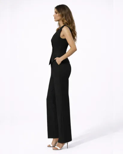 Miss | Tweedelige Set Dames Gilet & Wijde Pantalon – Co-ord Set