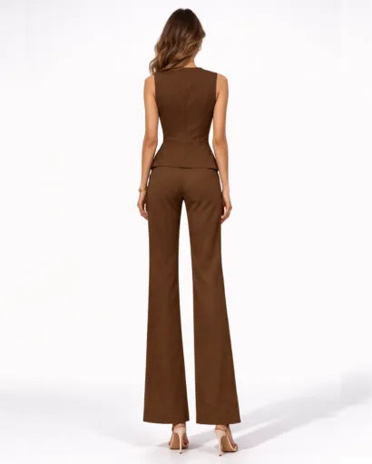 Miss | Tweedelige Set Dames Gilet & Wijde Pantalon – Co-ord Set