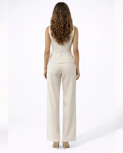 Miss | Tweedelige Set Dames Gilet & Wijde Pantalon – Co-ord Set
