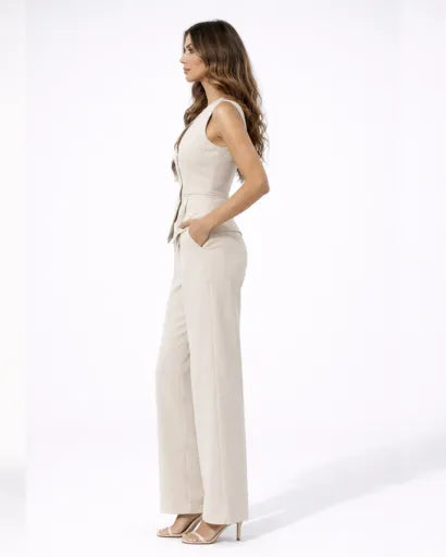 Miss | Tweedelige Set Dames Gilet & Wijde Pantalon – Co-ord Set