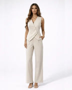 Miss | Tweedelige Set Dames Gilet & Wijde Pantalon – Co-ord Set
