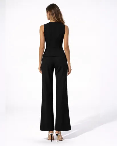 Miss | Tweedelige Set Dames Gilet & Wijde Pantalon – Co-ord Set