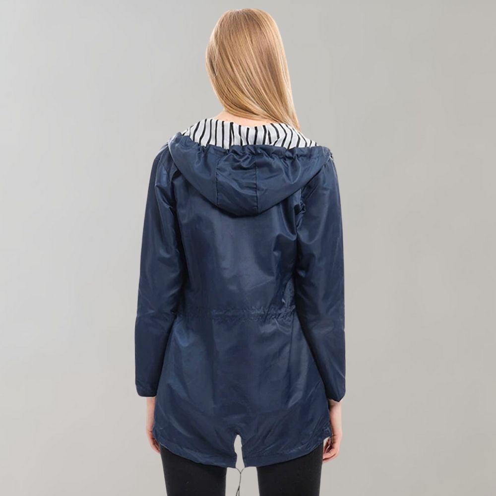 Regenjas Dames Lang Waterdicht Getailleerd met Capuchon