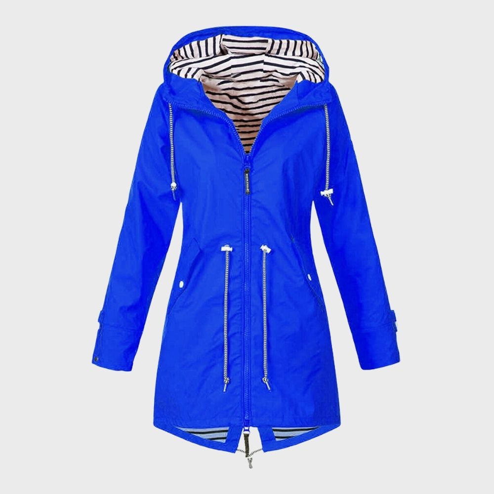 Regenjas Dames Lang Waterdicht Getailleerd met Capuchon