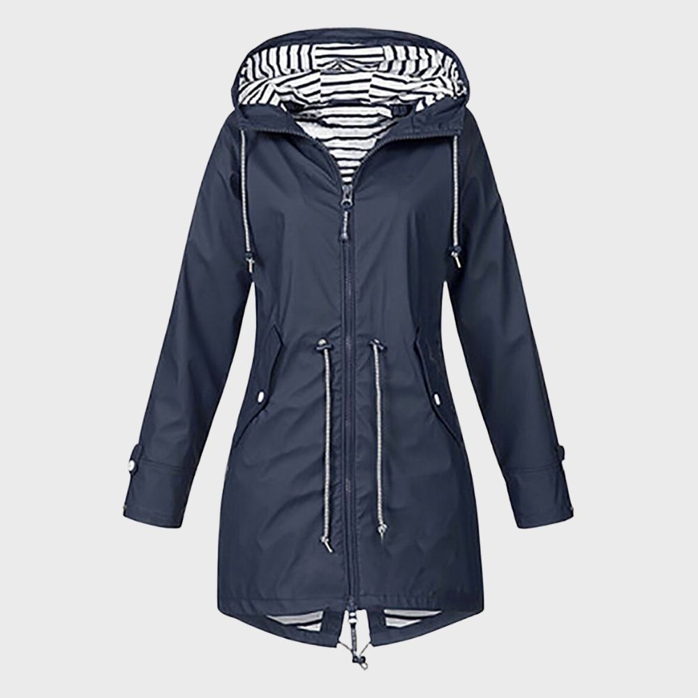 Regenjas Dames Lang Waterdicht Getailleerd met Capuchon