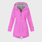 Regenjas Dames Lang Waterdicht Getailleerd met Capuchon
