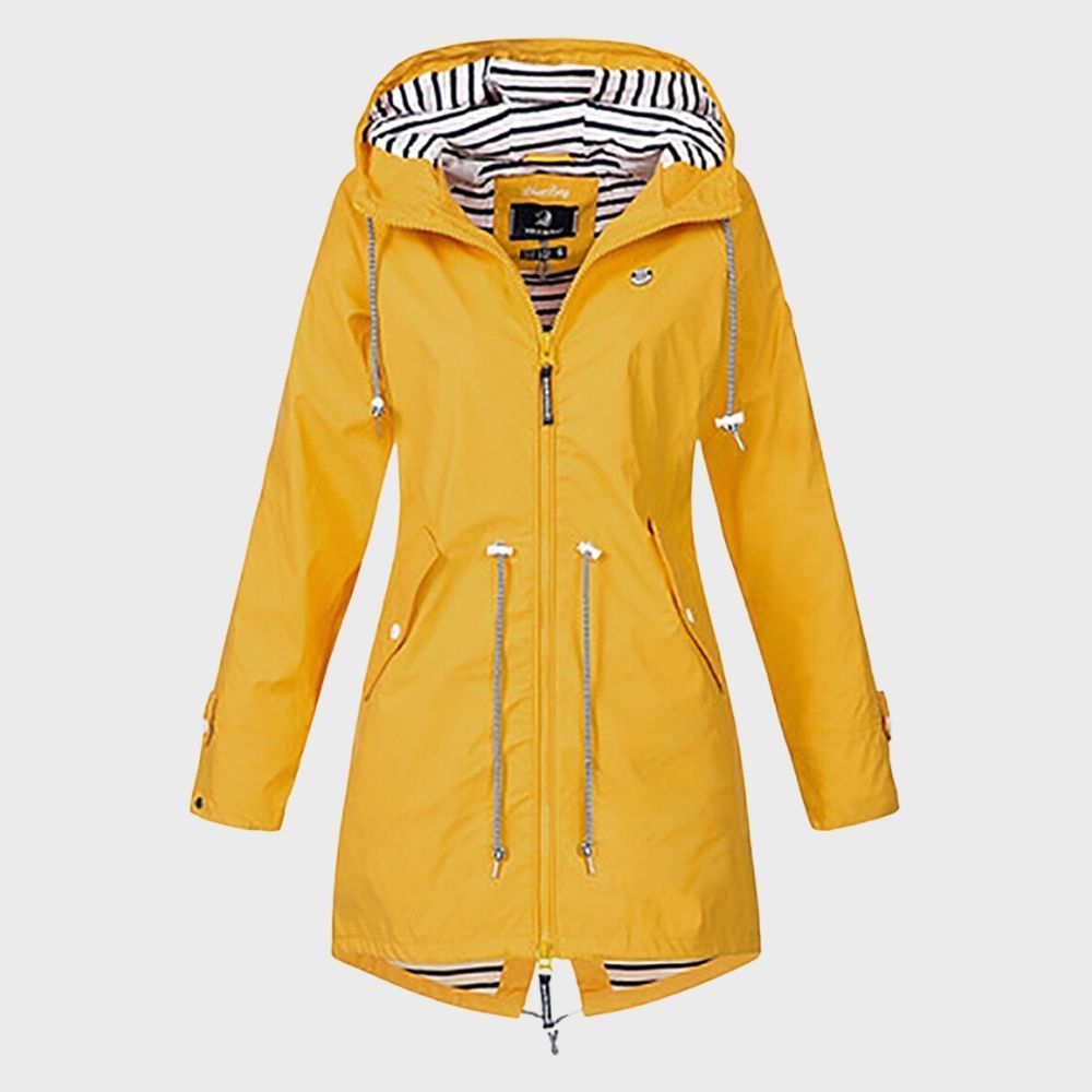 Regenjas Dames Lang Waterdicht Getailleerd met Capuchon