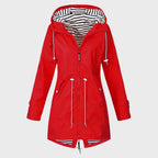 Regenjas Dames Lang Waterdicht Getailleerd met Capuchon