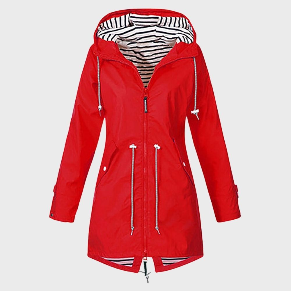 Regenjas Dames Lang Waterdicht Getailleerd met Capuchon