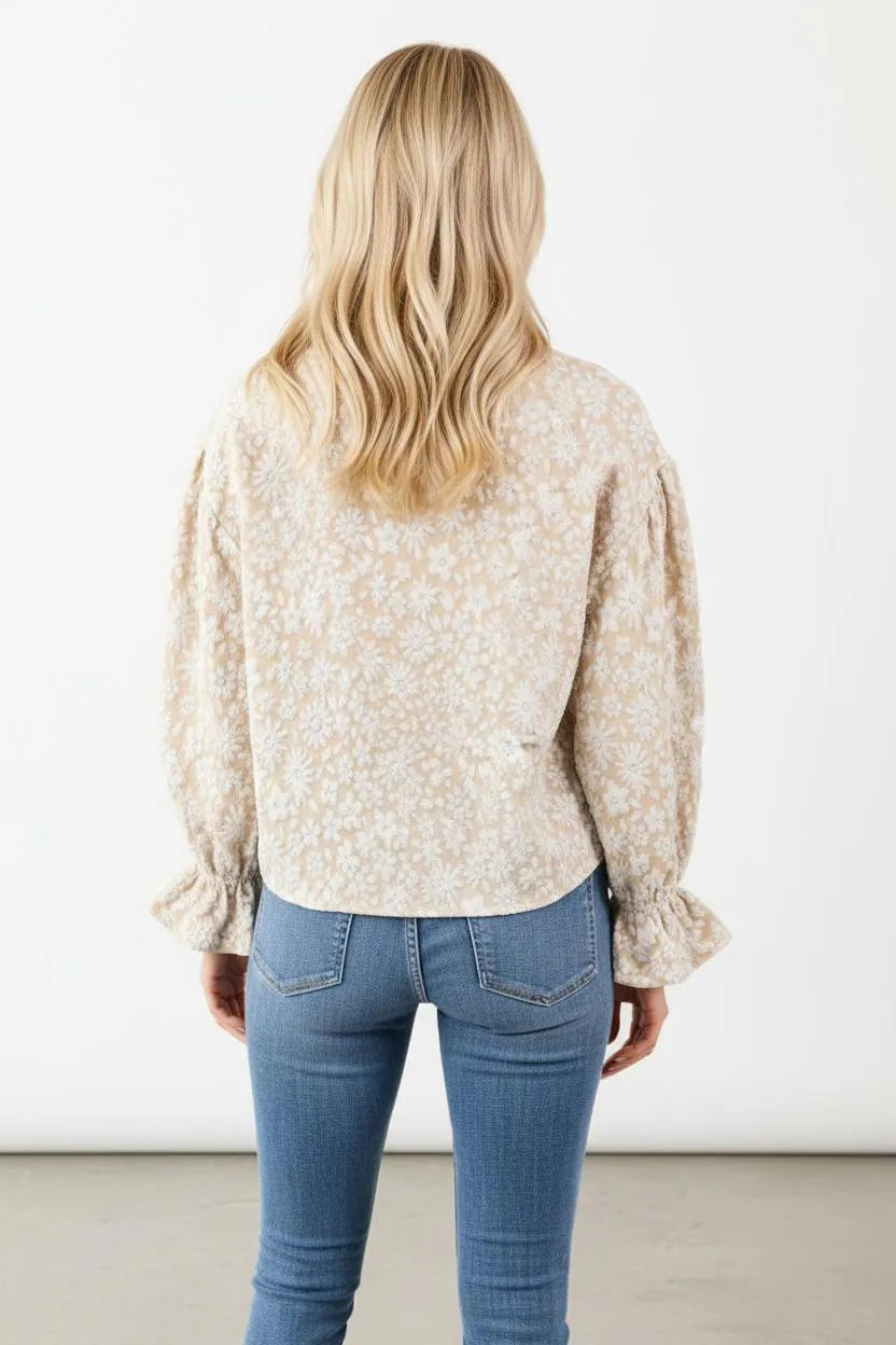 Viscose Blouse Dames | Pofmouwen Gerimpelde Manchetten - Miss Madera MIS-XSUN50