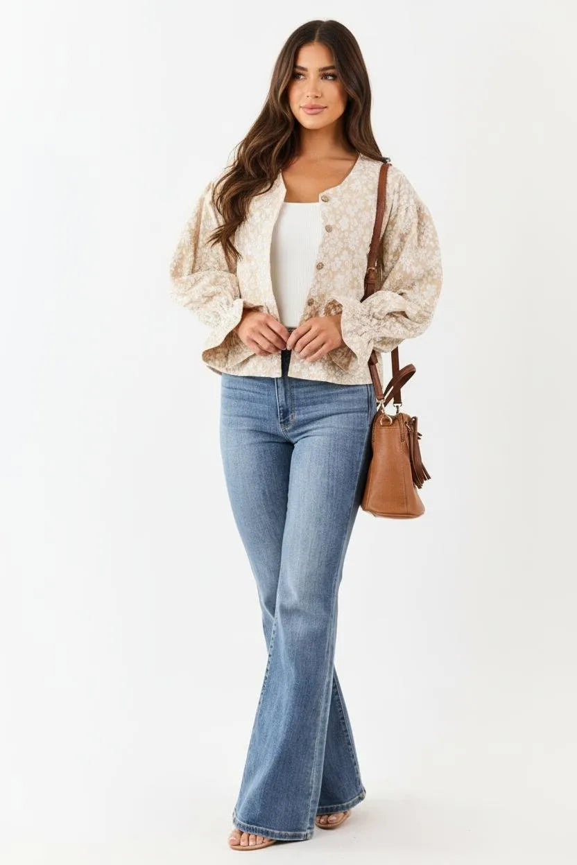 Viscose Blouse Dames | Pofmouwen Gerimpelde Manchetten - Miss Madera MIS-XSUN50