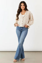 Viscose Blouse Dames | Pofmouwen Gerimpelde Manchetten - Miss Madera MIS-XSUN50