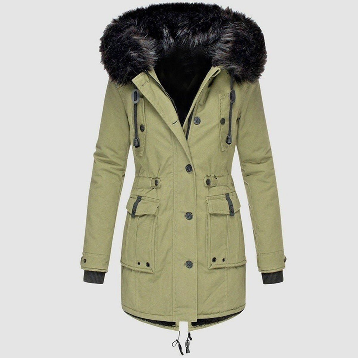Miss | Jurk Dames Parka-stijl Capuchon Knopen Zakken
