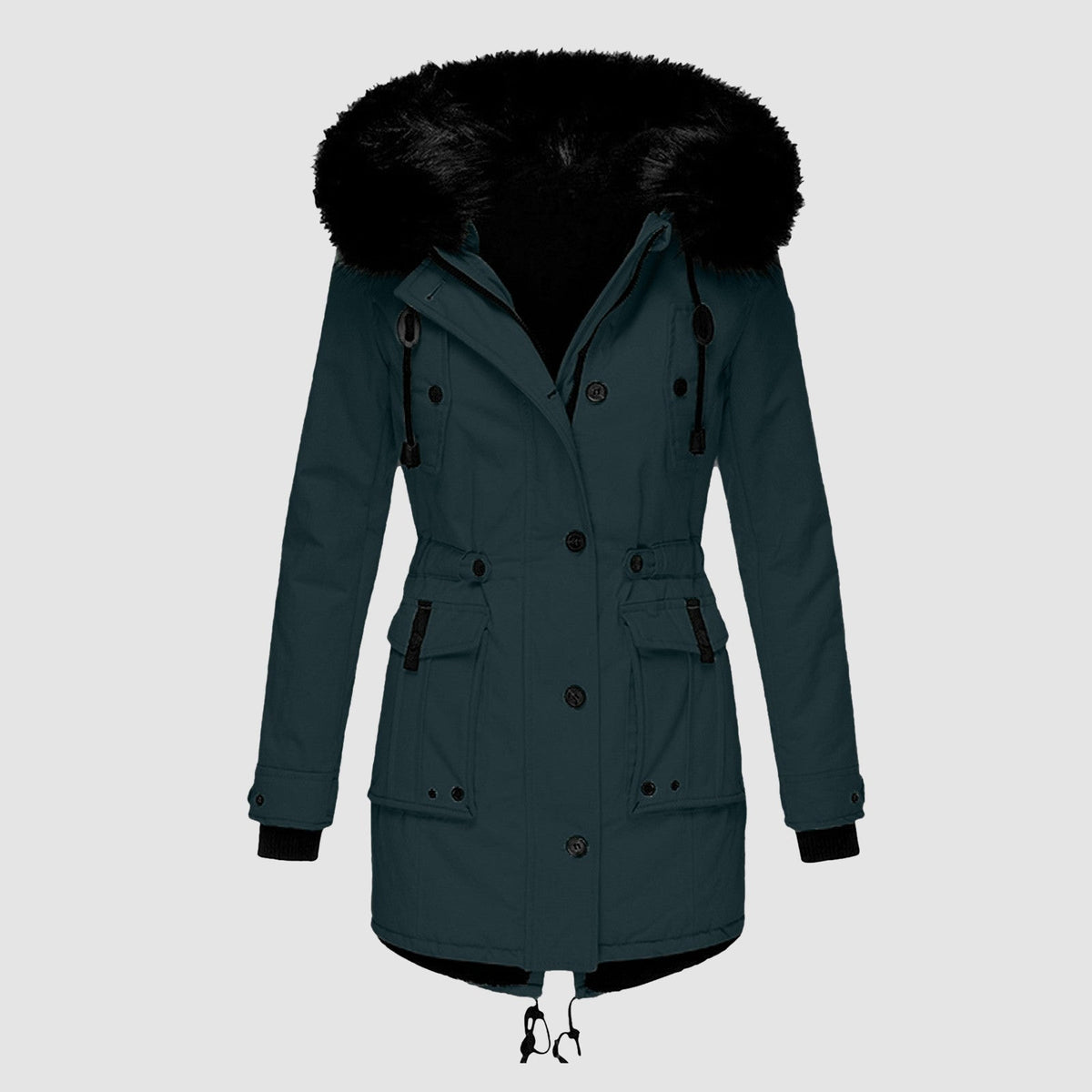 Miss | Jurk Dames Parka-stijl Capuchon Knopen Zakken