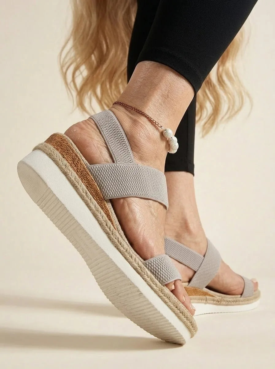 Wedge sandalen grijze elastische band - Miss Madera MIS-EBD528