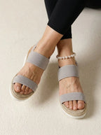 Wedge sandalen grijze elastische band - Miss Madera MIS-EBD528