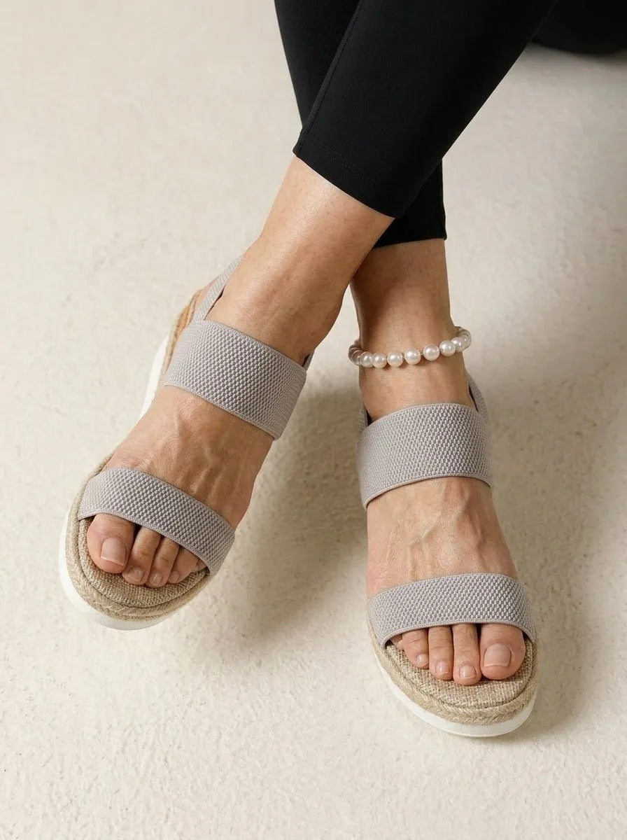 Wedge sandalen grijze elastische band - Miss Madera MIS-EBD528