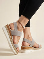 Wedge sandalen grijze elastische band - Miss Madera MIS-EBD528
