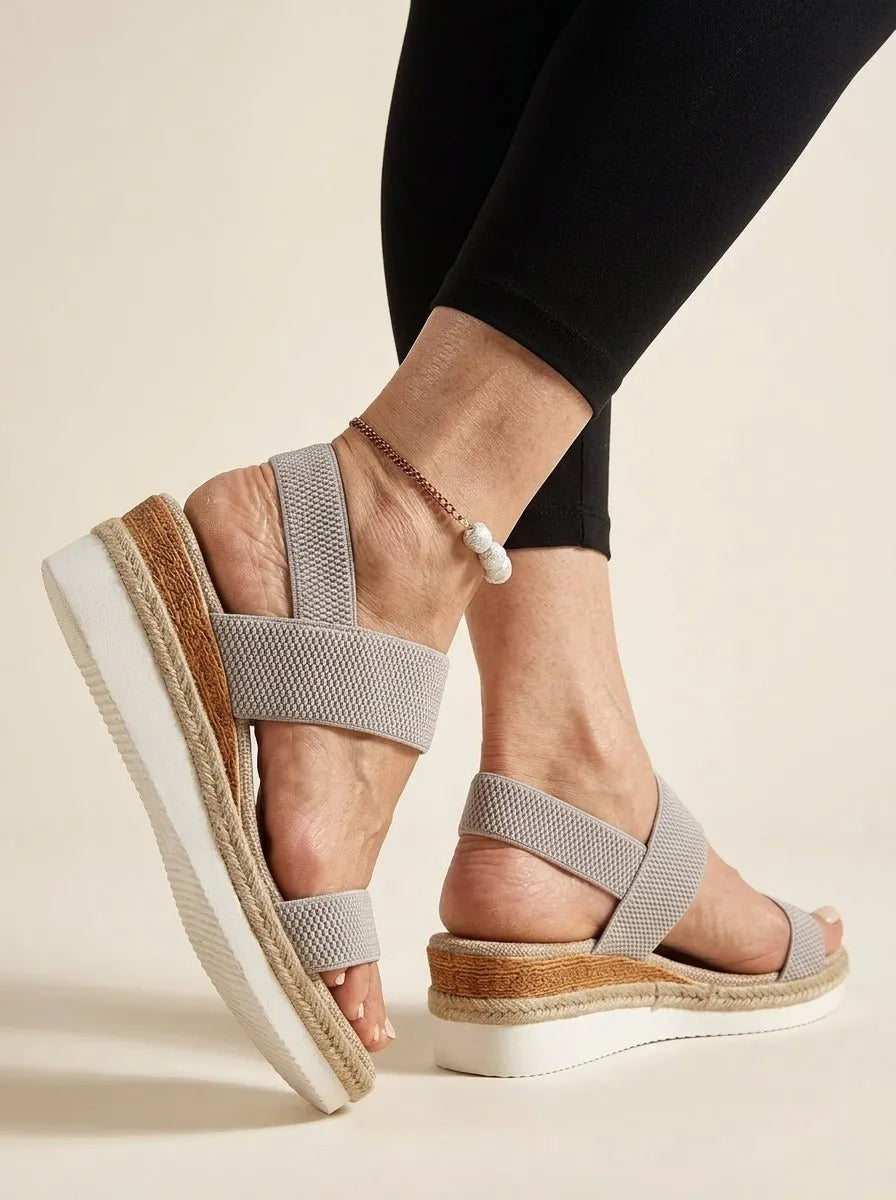 Wedge sandalen grijze elastische band - Miss Madera MIS-EBD528