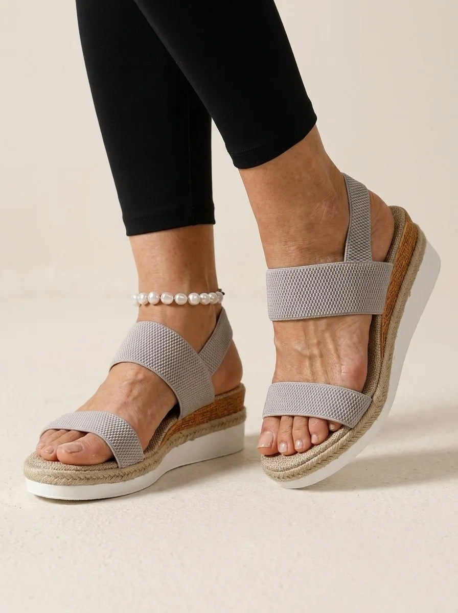 Wedge sandalen grijze elastische band - Miss Madera MIS-EBD528