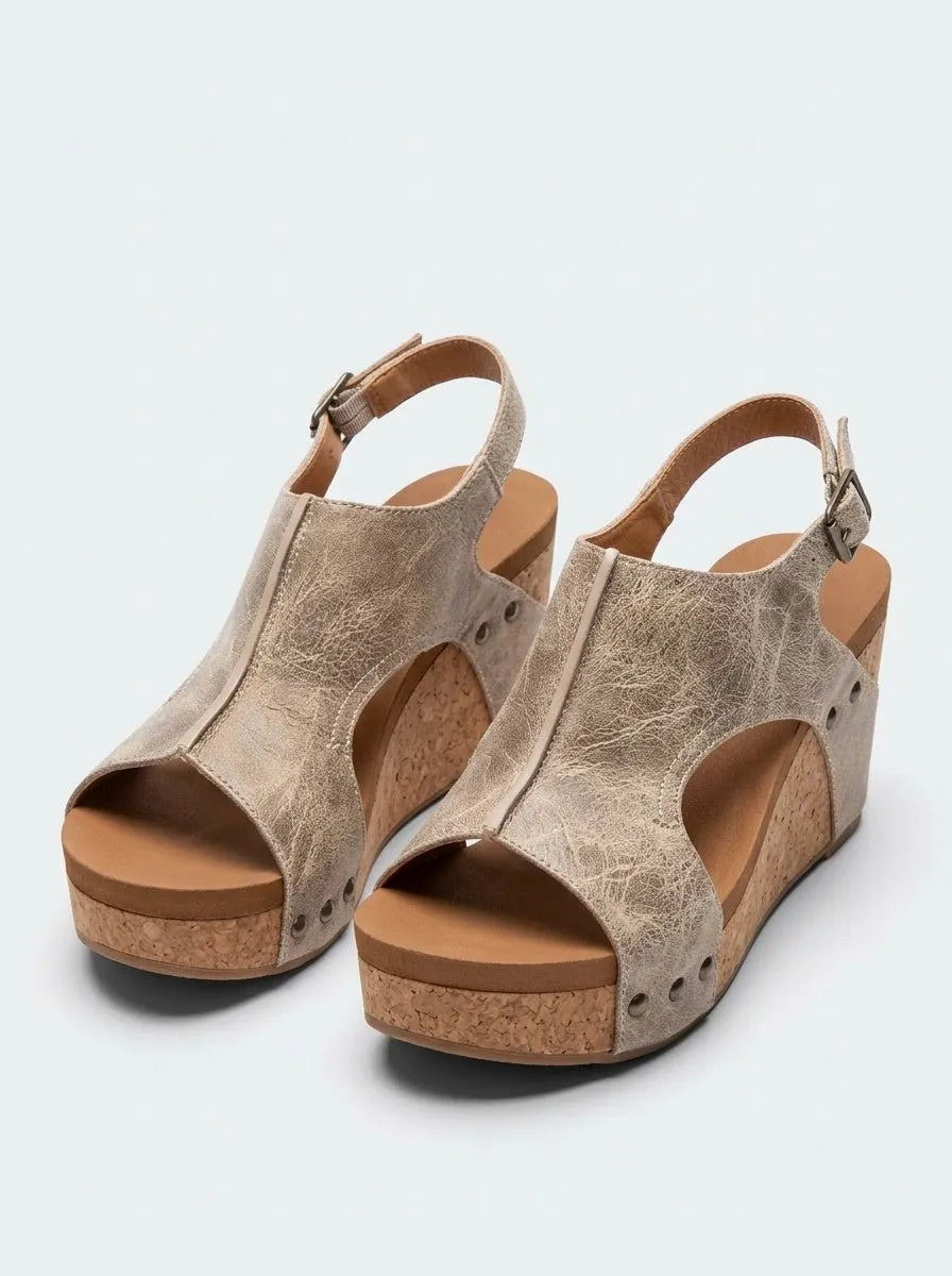 Wedgesandalen versleten textuur - Miss Madera MIS-880FCC