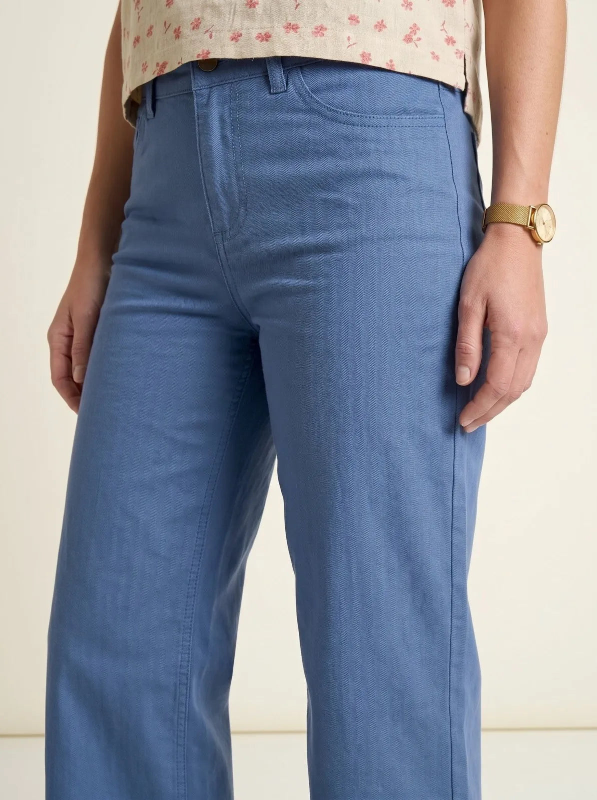 Wide Leg Broek Blauw Cropped - Miss Madera MIS-6896F9