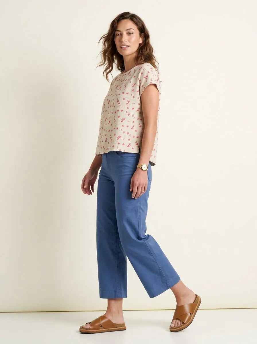 Wide Leg Broek Blauw Cropped - Miss Madera MIS-6896F9