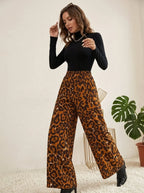 Wide Leg Broek in Bruine Luipaardprint - Miss Madera MIS-F93967