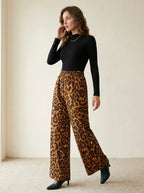 Wide Leg Broek in Bruine Luipaardprint - Miss Madera MIS-F93967